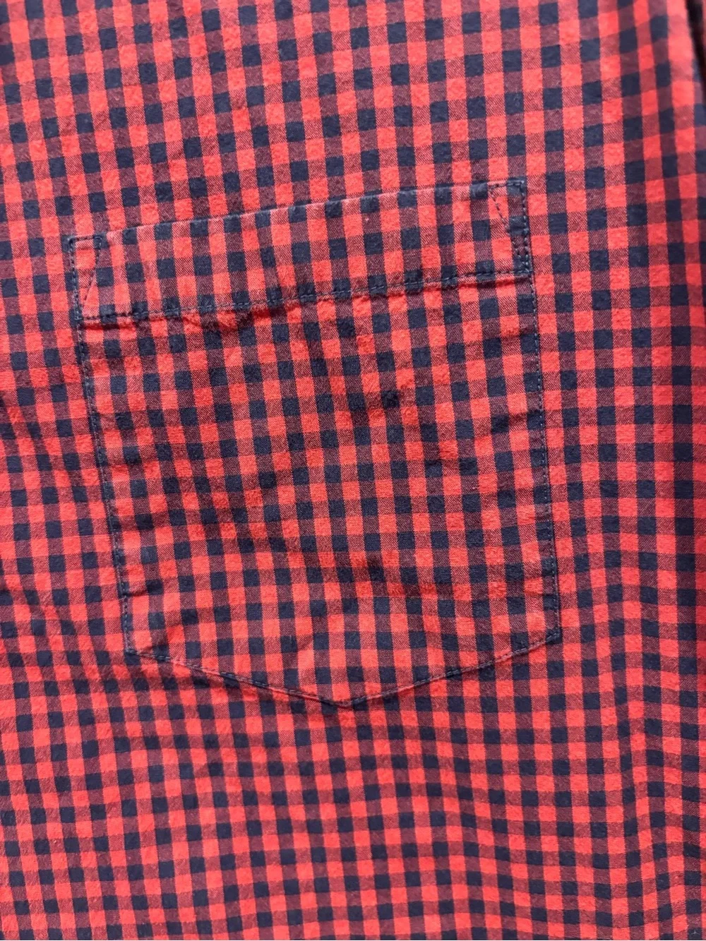 J. Crew Men’s Red and Black Gingham Button-Down Shirt